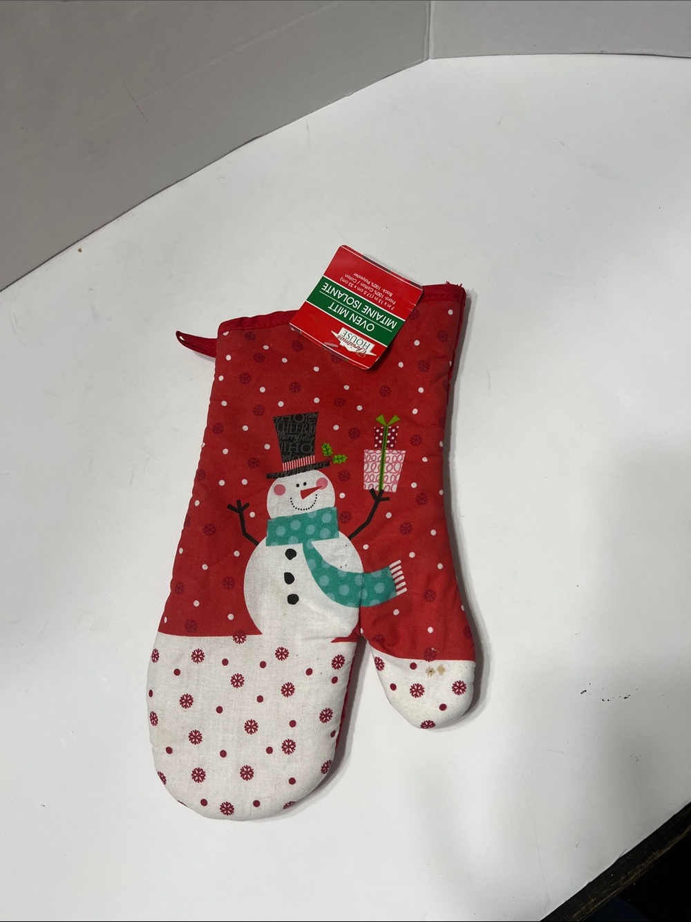 Festive Snowman Red Holiday Oven Mitt
